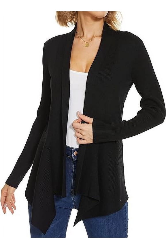 Women's Draped Open Front Light Weight Cardigan Sweater