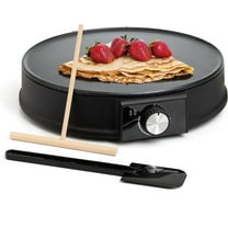 Moss & Stone 12 Inch Electric Griddle & Crepe Maker Machine. Electric Crepe Maker with Adjustable Temperature for Blintzes Pancakes & Tortilla, Non-Stick Crepe Pan & Batter Spreader & Spatula