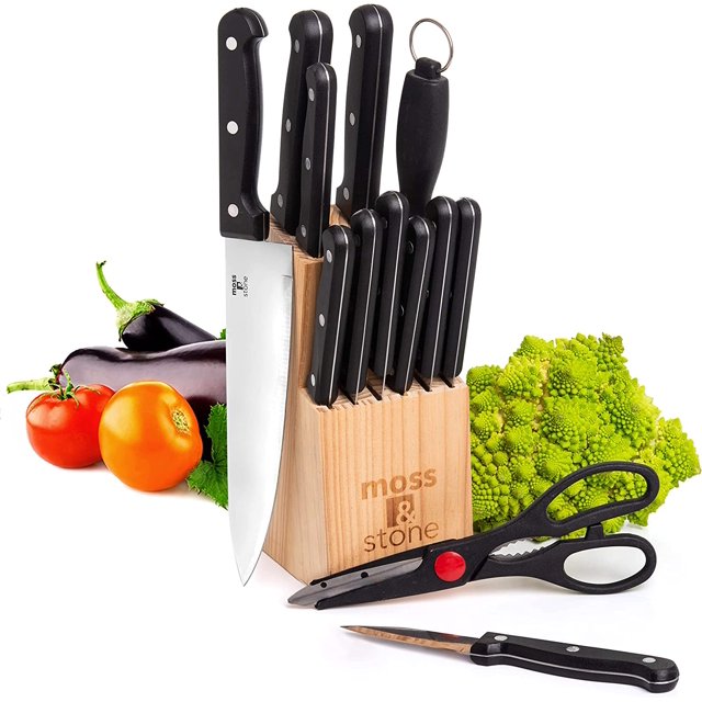 Moss & Stone 14Pc HighCarbon Stainless Steel Knife Set Serrated