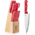 thumbnail image 1 of Moss & Stone 14-piece Red Knife Block Set, Stainless Steel Knife Set Premium Kitchen knives Set With High-Carbon Stainless Steel Blades, And Wooden Block Set Cutlery Knife Set, Kitchen Knife Set, 1 of 9