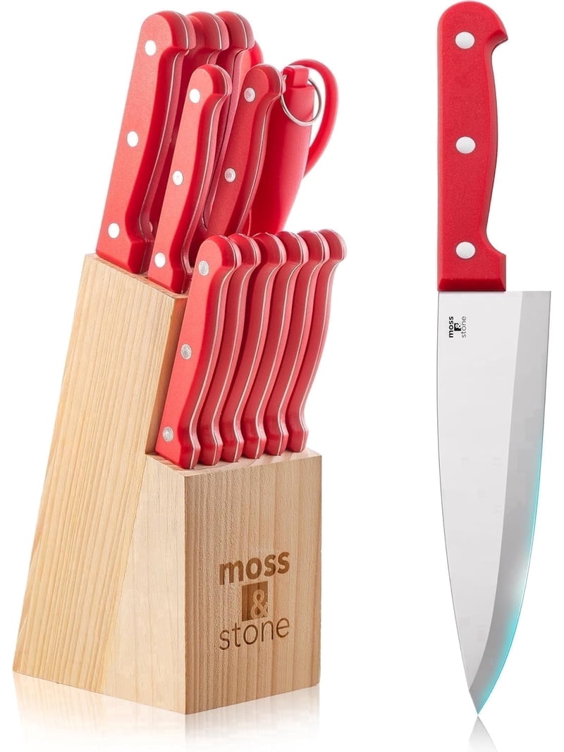 Moss & Stone, Knife Set, 14-piece, Red Stainless Steel - Walmart.com
