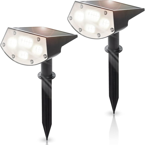 Moss & Stone 2-Pcs Solar Spotlights, IPX7 Waterproof, 3 Modes Auto On/Off Outdoor Lights