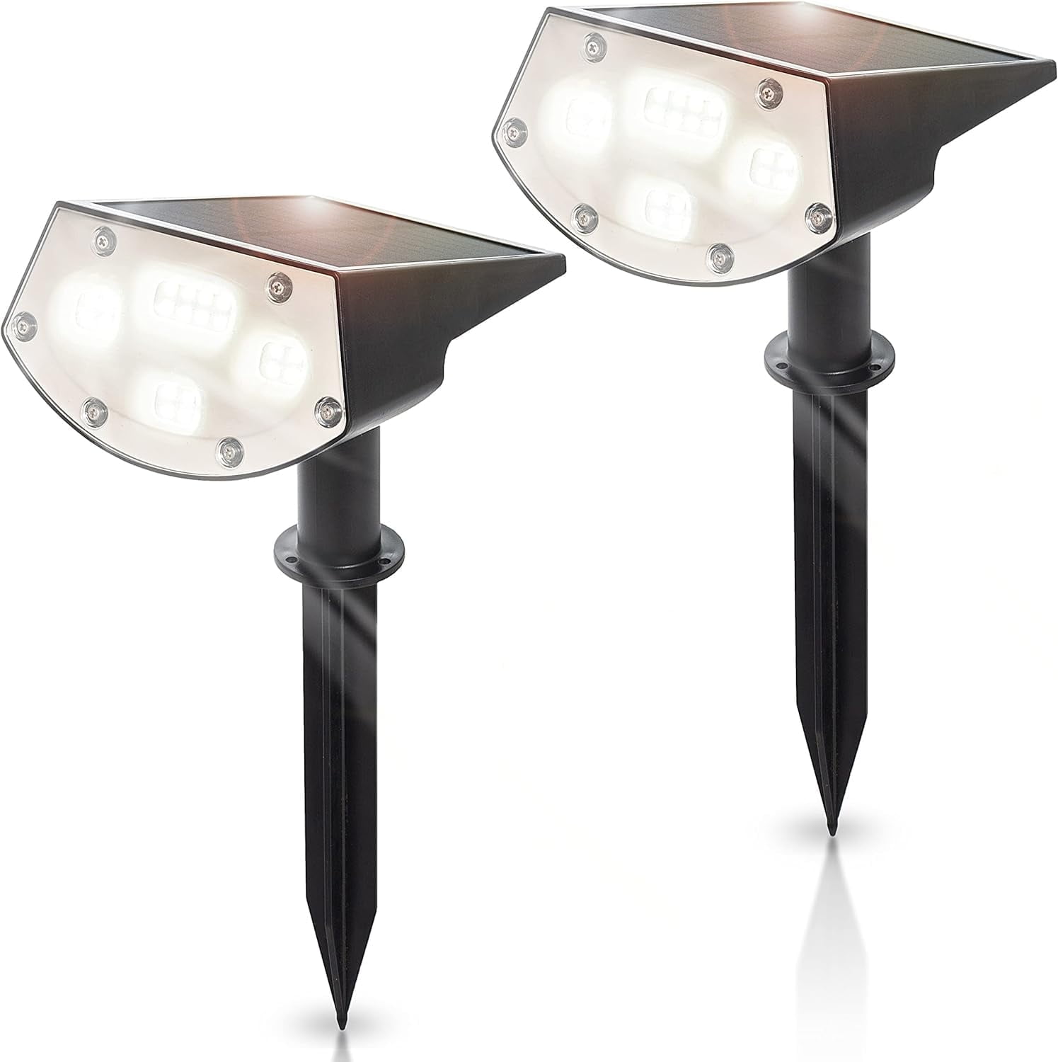 Moss & Stone 2-Pcs Solar Spotlights, IPX7 Waterproof, 3 Modes Auto On/Off Outdoor Lights