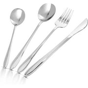 Moss & Stone 24 pcs Silverware Set For 6, Stainless Steel Flatware Set, Utensils Set Mirror Polished Includes Fork Spoon Knife & Tea Spoon, Modern Silverware Set
