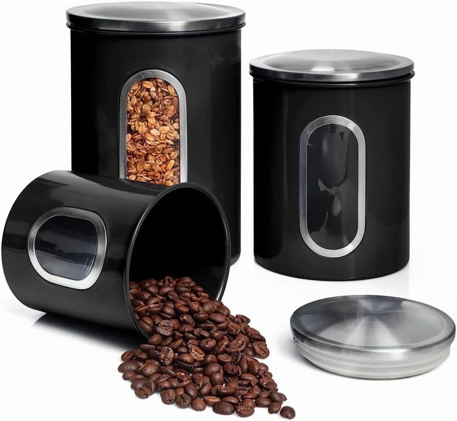 Moss & Stone 3 Piece Black Canisters ...