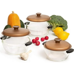 Moss & Stone 3-Piece Kitchen Glass Casserole Dish Set with Lids, Oven & Microwave Safe