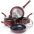 thumbnail image 1 of Moss & Stone 6 Piece Nonstick Cookware Set, Pots And Pans Set Non stick With Glass Lid, Induction Cookware, Stay-Cool Handles, PTFE/PFOA (6 Pcs Burgundy), 1 of 7
