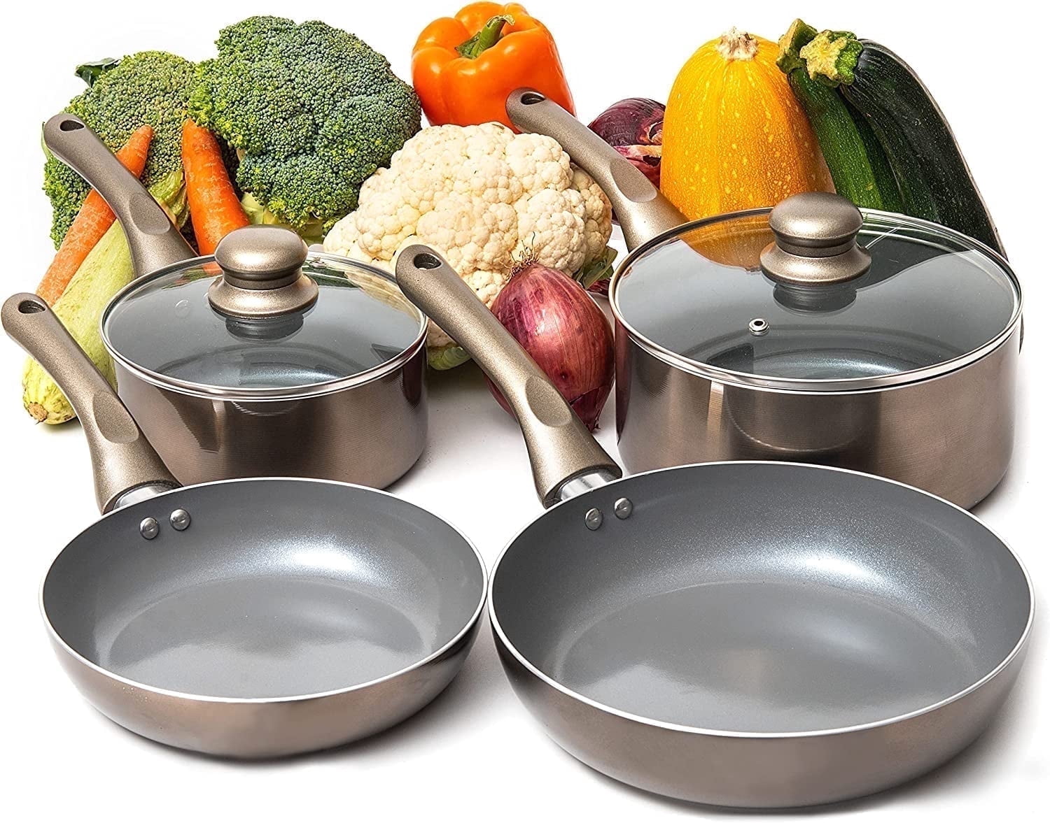 Moss & Stone 6 Piece Gray Nonstick Aluminum Cookware & Kitchen Set