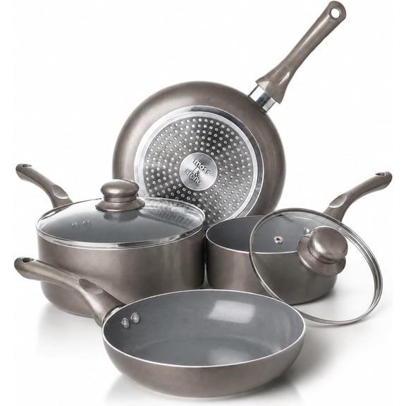 Moss & Stone 6 Piece Gray Nonstick Aluminum Cookware & Kitchen Set