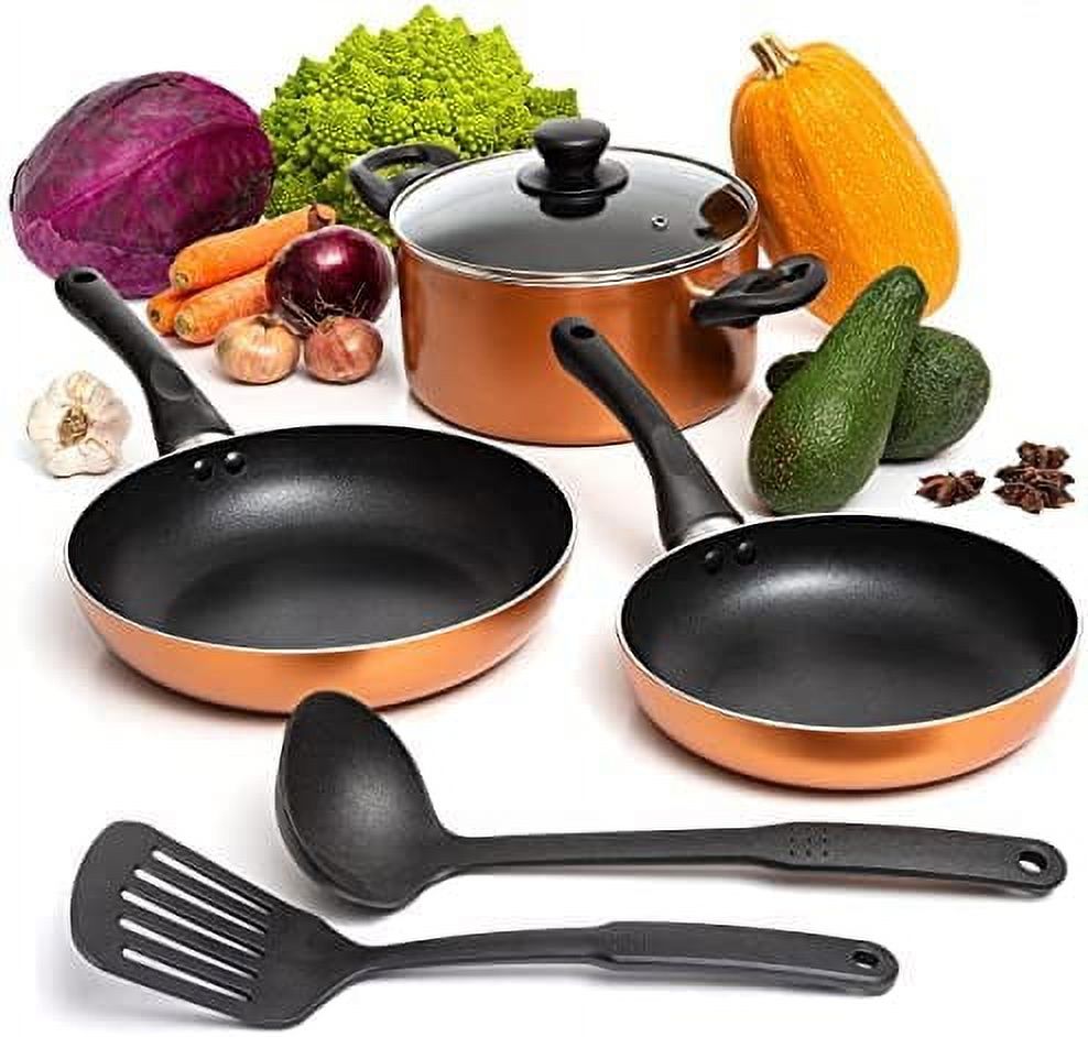 Moss & Stone 6 pc Nonstick Cookware Set with Glass Lid, Aluminum Pots
