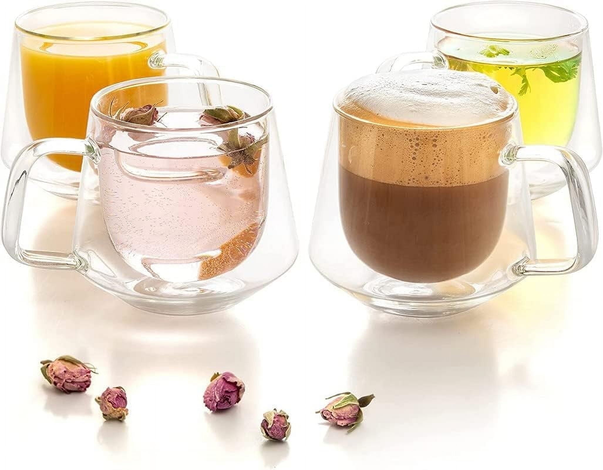 Moss & Stone 7.5 Oz Double Walled Espresso, Tea Glass Coffee Mugs Set of 4