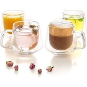 Moss & Stone 7.5 Oz Double Walled Espresso, Tea Glass Coffee Mugs Set of 4