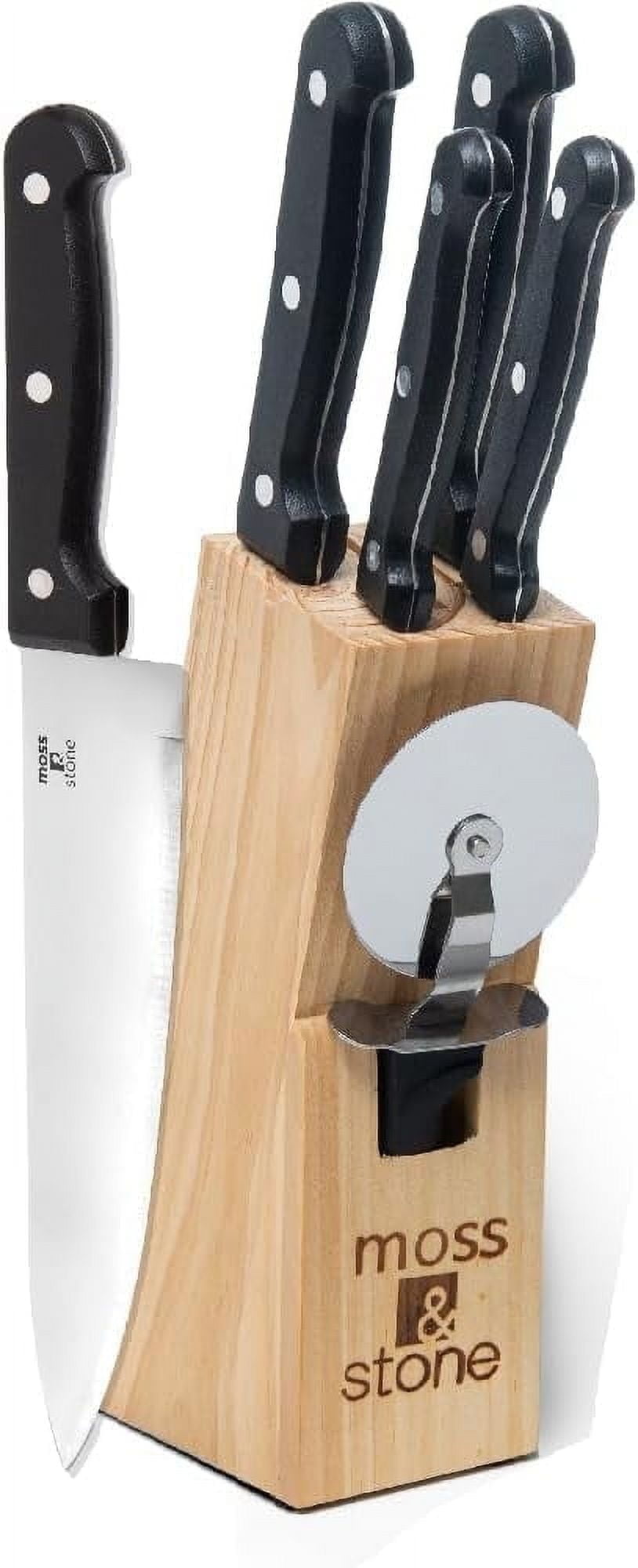 Moss & Stone 7 Pcs High-Carbon Stainless Steel Knife Set with Wood Block