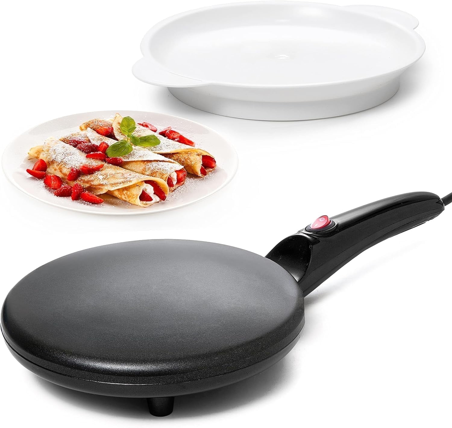 Moss & Stone Electric Crepe Maker With Auto Power Off, 8 Inch Portable Crepe Maker & Non-Stick Dipping Plate, On/Off Switch, Nonstick Coating & Automatic Temperature Control, Pan Apo - Walmart.com