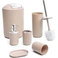 thumbnail image 1 of Moss & Stone 6 pcs Bathroom Accessories Set, Bathroom Decor Sets Includes Soap Dispenser, Toothbrush Holder, Toothbrush Cup, Soap Dish, A Bathroom Accessories Sets Complete (Beige), 1 of 7