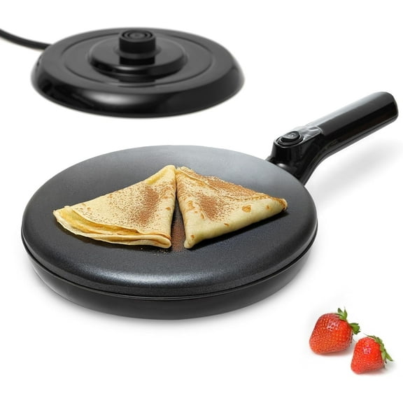 Moss & Stone Cordless Electric Crepe Maker With Auto Power Off, On/Off Switch & Dual Temperature Setting, 8 Inch Portable Crepe Maker & Non-Stick Dipping Plate, Nonstick Coating Pan Apo