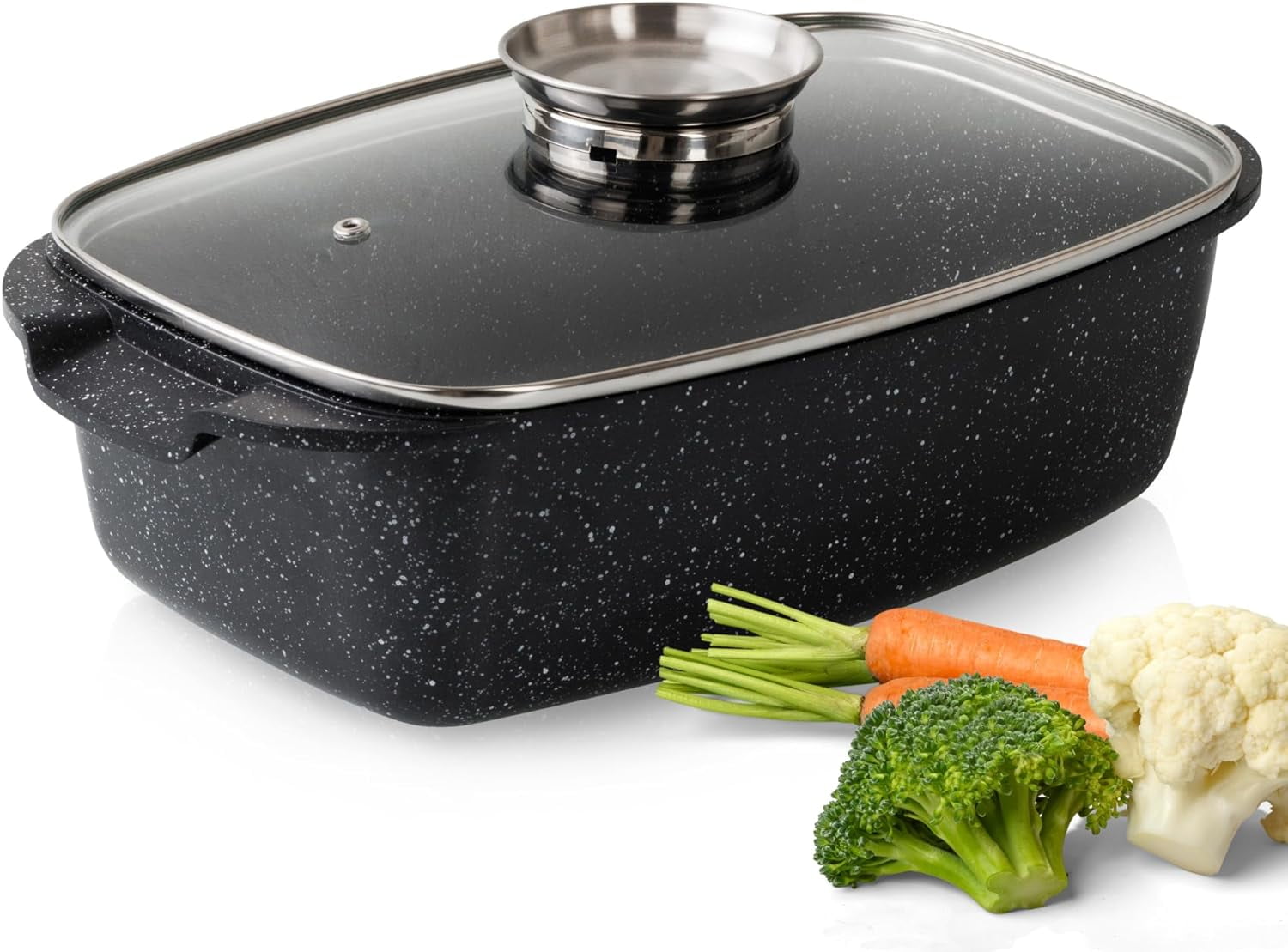 Moss & Stone Die Cast Aluminum Oval Roaster Pot 15Inch, Induction