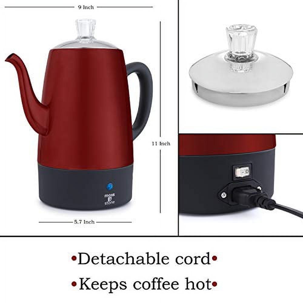 HERCHR Stainless Steel Percolator Moka Pot Espresso Coffee Maker Stove Home Office Use (200ml