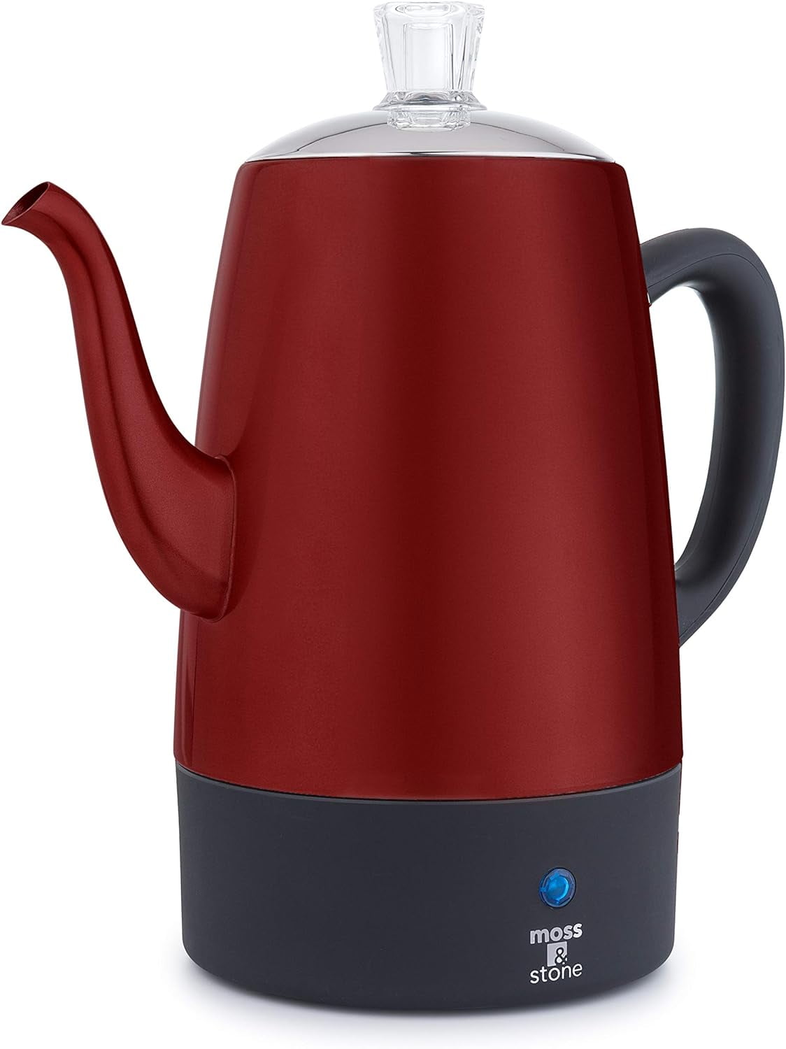 Moss & Stone Electric Coffee Percolator, Red Body with Stainless Steel Lid Coffee  Maker