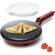 Moss & Stone Electric Crepe Maker 8 Inch, Pan Apo Portable Crepe Maker & Hot Plate Cooktop On/Off Switch, Nonstick Coating, Automatic Temperature Control, Easy To Use For Pancakes, Blintz, Chapati