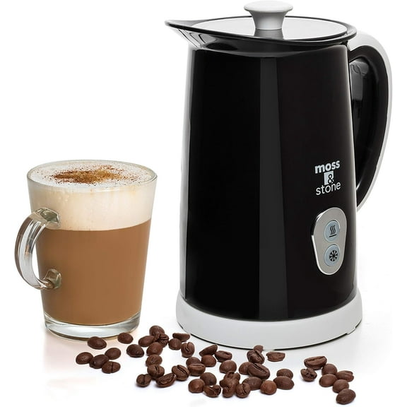 Moss & Stone Electric Milk Frother For Making Latte, Cappuccino, Hot Chocolate, Automatic Cold Hot Milk Frother & Warmer, Foam Maker, Auto Shut-Off, Detachable Base & Non-Stick Interior.
