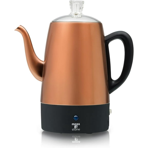 Moss & Stone Percolator Coffee Pot Electric 10 Cup, Stainless Steel Coffee Maker, Coffee Percolator Electric With Keep Warm Function, 10 Cups Stainless Steel Percolator With Coffee Basket