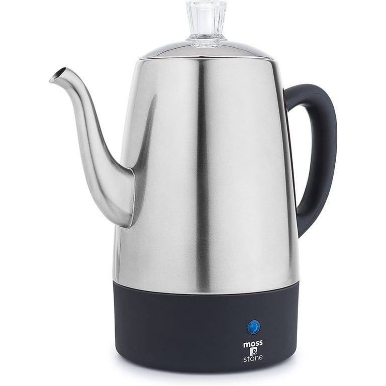 Moss Stone Electric Percolator Silver Body with Stainless Steel