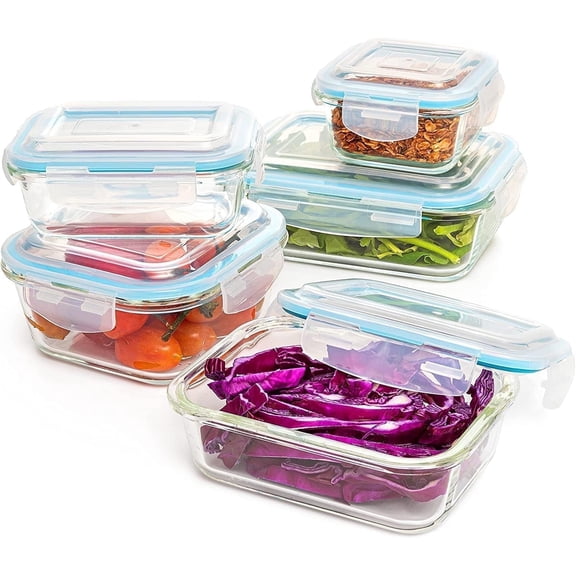 Moss & Stone Kitchen Glass Food Storage Containers, Clear, 10-Count