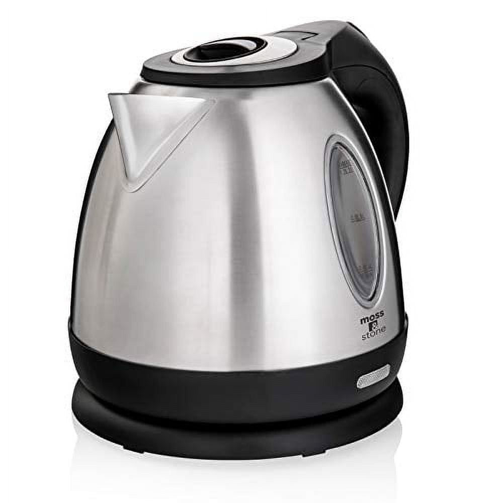 Moss & Stone Rapid Boil Electric Kettle, Cordless Pot 1.2L Portable Electric Hot Water Kettle, 1500W Strong Fast Boil Water Warmer, Tea Kettle (Stainless-Steel)
