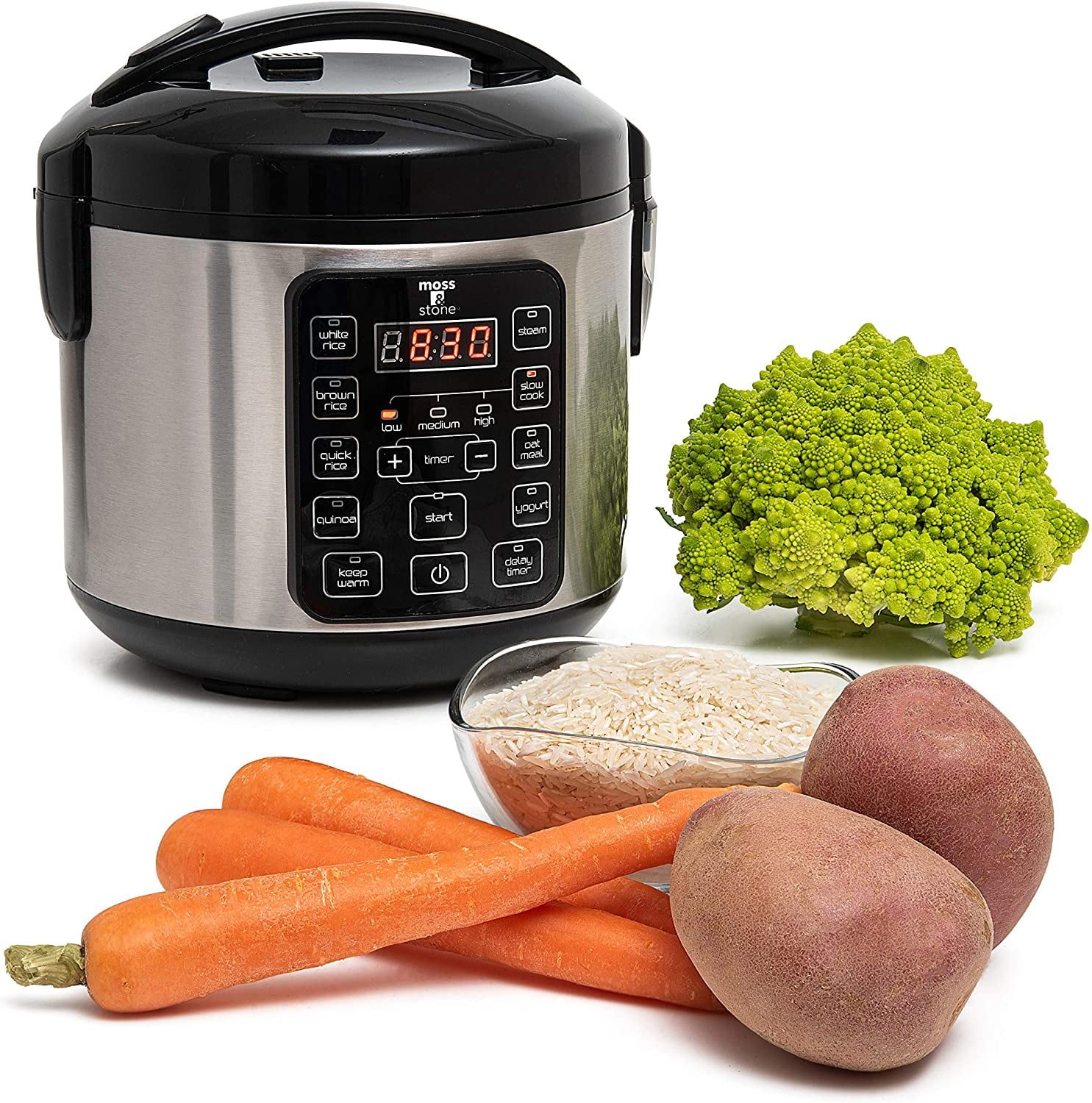 Moss & Stone 4-8-Cup Electric Rice Cookers, Clear - Nonstick Interior