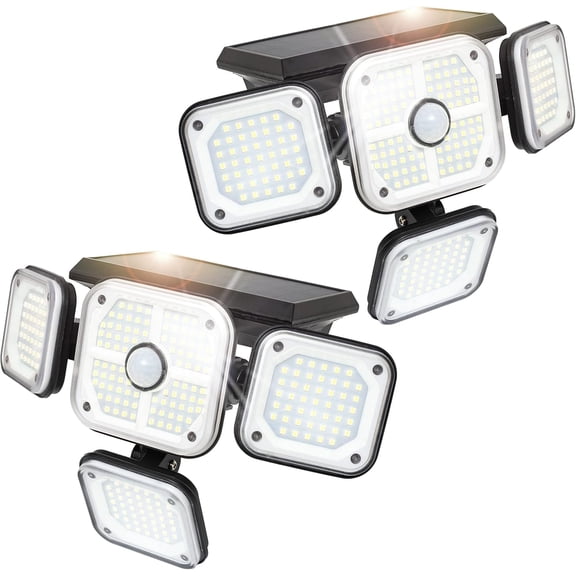 Moss & Stone Solar Motion Sensor Lights, 231 LED, IP44 Waterproof, 270° Angle, 2-Pack