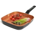 thumbnail image 1 of Moss & Stone 9.5-Inch Square Copper Nonstick Grill Pan for Indoor Cooking, 1 of 7