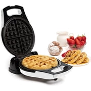 Moss & Stone White Belgian Waffle Maker, Electric Waffle Machine, Non-Stick Grids, Temperature Control, Round Waffle