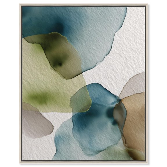 Moss and Mineral Forms I Canvas Print Nature Decor by Art Remedy, Silver Frame, 36 x 45