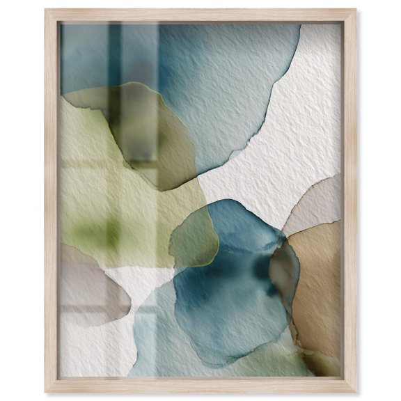 Moss and Mineral Forms I Shadowbox Print Nature Decor by Art Remedy, Blonde Frame, 24 x 30