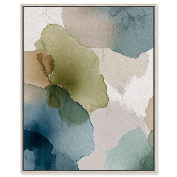 Moss and Mineral Forms III Canvas Print Nature Decor by Art Remedy, Silver Frame, 30 x 36