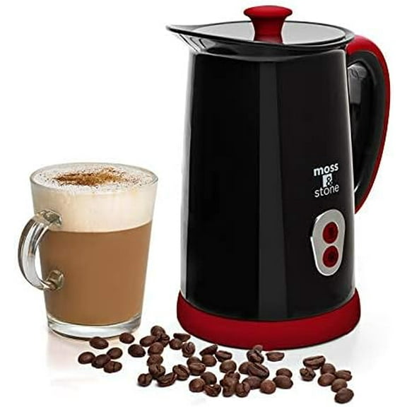 Moss & stone Electric Milk Frother & Steamer for Making Latte, Cappuccino, Hot Chocolate, Automatic Cold Hot Milk Frother & Warmer, Foam Maker, Auto Shut-Off, Detachable Base & Non-Stick Interior