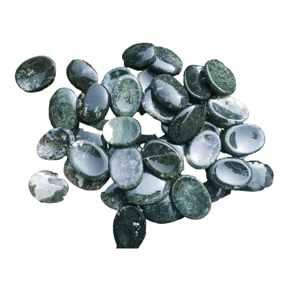 Mossagate Worry Stone for Crystal Healing Pocket Palm Stone Thumb Stone 1Pcs