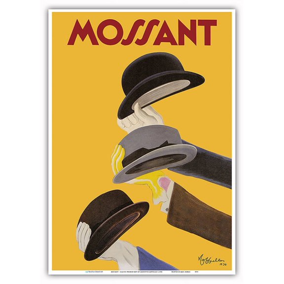 Mossant - Classic French Hats - Vintage Advertising Poster by Leonetto Cappiello c.1938 - Master Art Print 10in x 14in