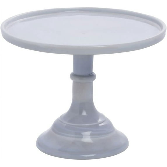 Mosser Glass 2409MBL Gray Milk Glass Cake Stand 9" Marble Swirl