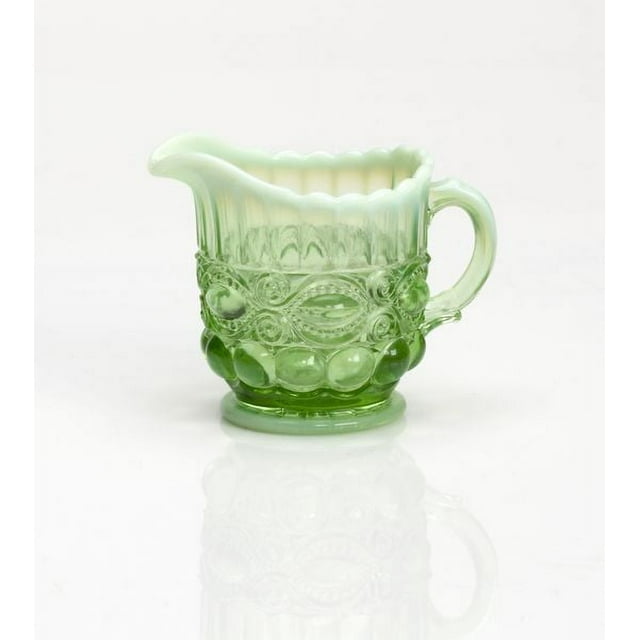 Mosser Glass Eye Winker Opal 2 Handled Sugar Bowl With Lid In Green