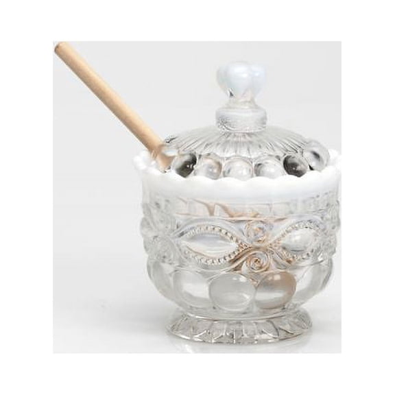 Mosser Glass Eye Winker Opal Sugar Dish with Lid in Crystal