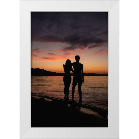 Mossholder, Tim 23x32 White Modern Wood Framed Museum Art Print Titled - Couple Silhouette