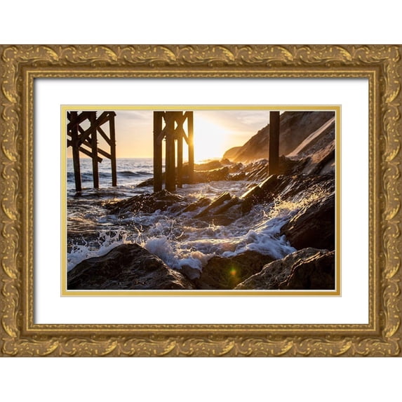 Mossholder, Tim 24x17 Gold Ornate Wood Framed with Double Matting Museum Art Print Titled - Coast at Sunset