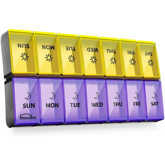 Mossime XL Large Daily Pill Organizer 2 Times a Day, 7 Day Pill Box Am Pm, Weekly Day Night Vitamin Holder, Medicine Organizer, Big Pill Container, Medication Dispenser 14 Compartments