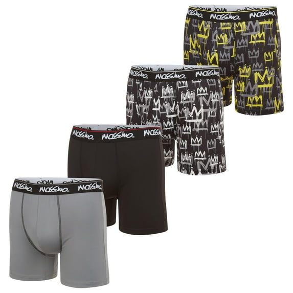 Mossimo 4-Pack Cotton Stretch Boxers Briefs for Men - Breathable Moisture Wicking Underwear for Men - Cooling Tagless No Ride Up, Crown/L