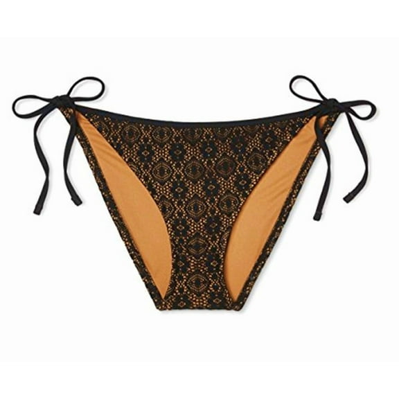 Mossimo Black Hipster Crochet Side Ties Bikini Bottom Swimwear Women's Large