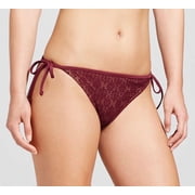 Mossimo Deep Red Hipster Crochet Side Ties Bikini Bottom Swimwear Womens XL