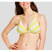 Mossimo Lemon Striped Triangle Halter Bikini Top Swimwear Womens Small