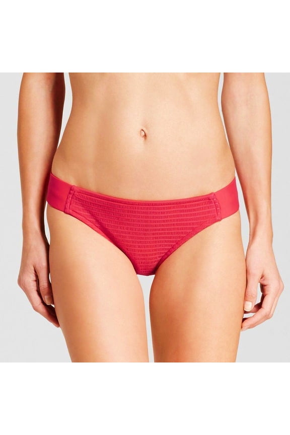 Melonade Red Cheeky Seersucker Flat Tab Bikini Bottom Swimwear